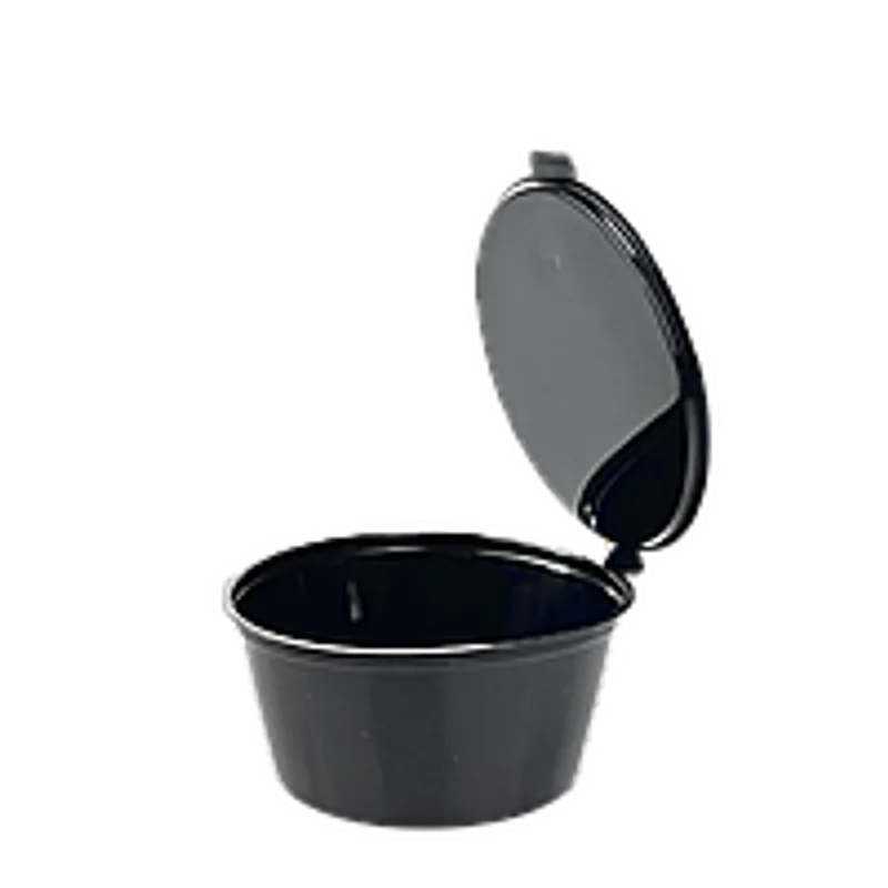 Соусник герметичний 100 мл "Total Black" з кришкою, пластикові соусники