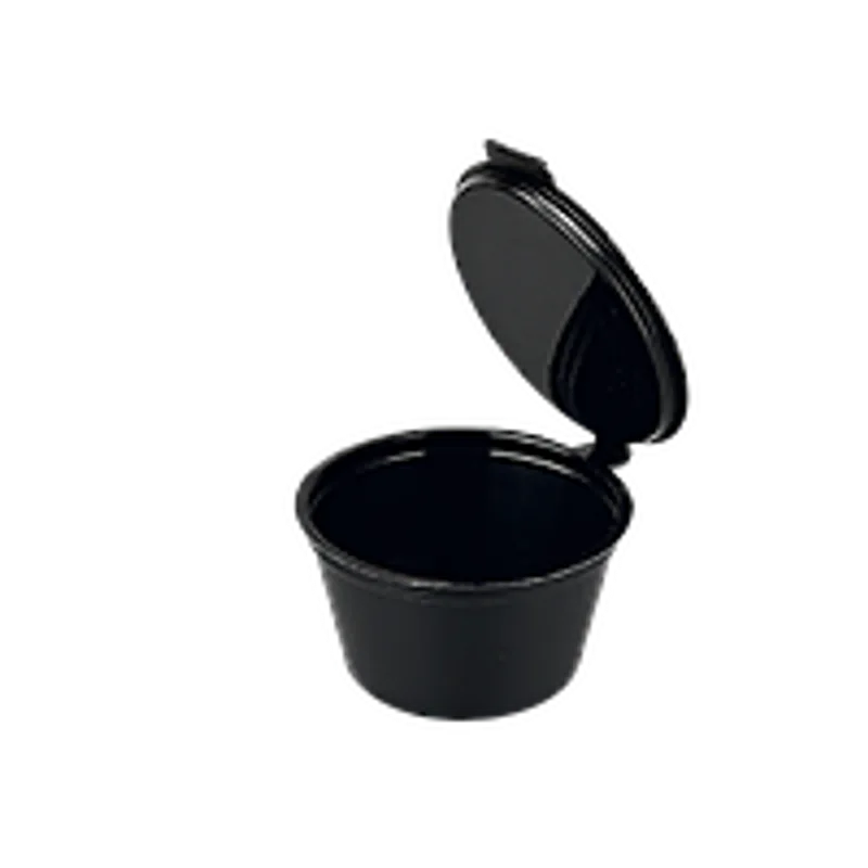 Соусник круглый 30 мл с крышкой "Черный" Black (РР) герметичный
