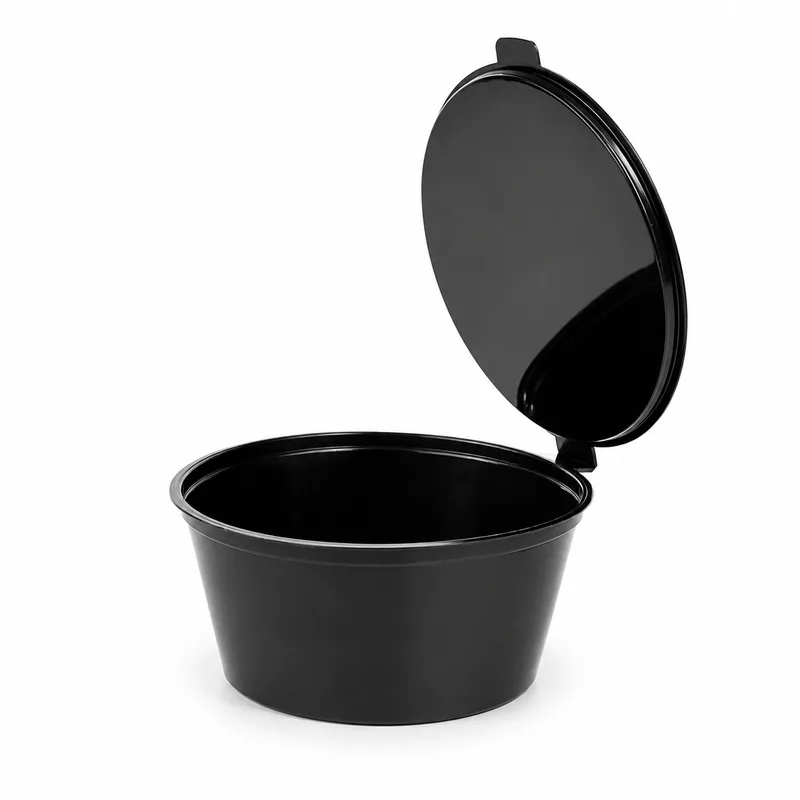 Соусник герметичний 100 мл "Total Black" з кришкою, пластикові соусники