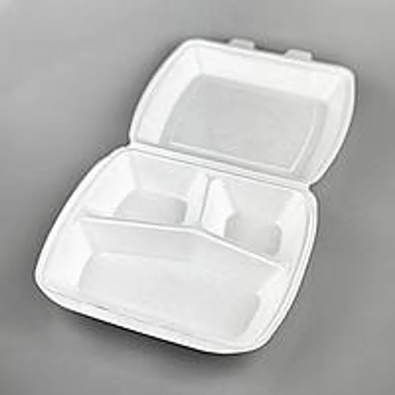 Ланч-бокс зі спіненого полістиролу  390х242х74 мм білий на 3 відділи, упаковка для їжі