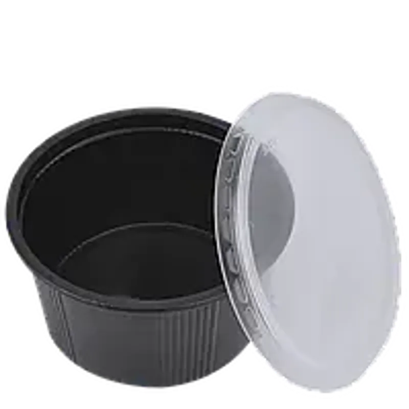 Супник с крышкой (РР) для холодных и горячих блюд черный 350 мл (1/уп/50 шт)