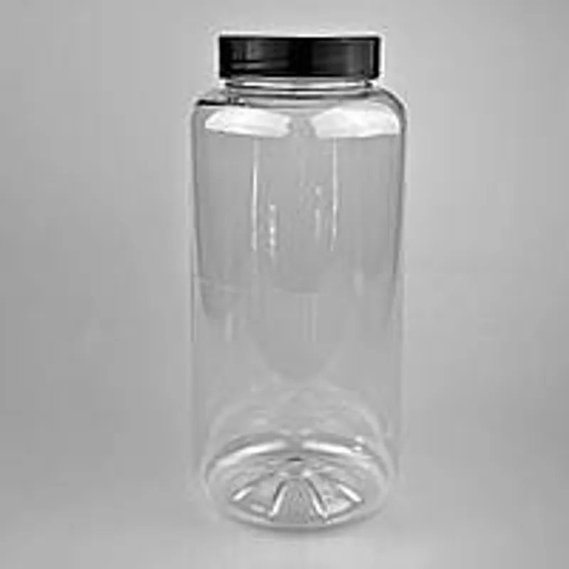 Пластикова банка 1 л з чорною кришкою 63 мм, банки для сипучих (1/уп/5/шт)