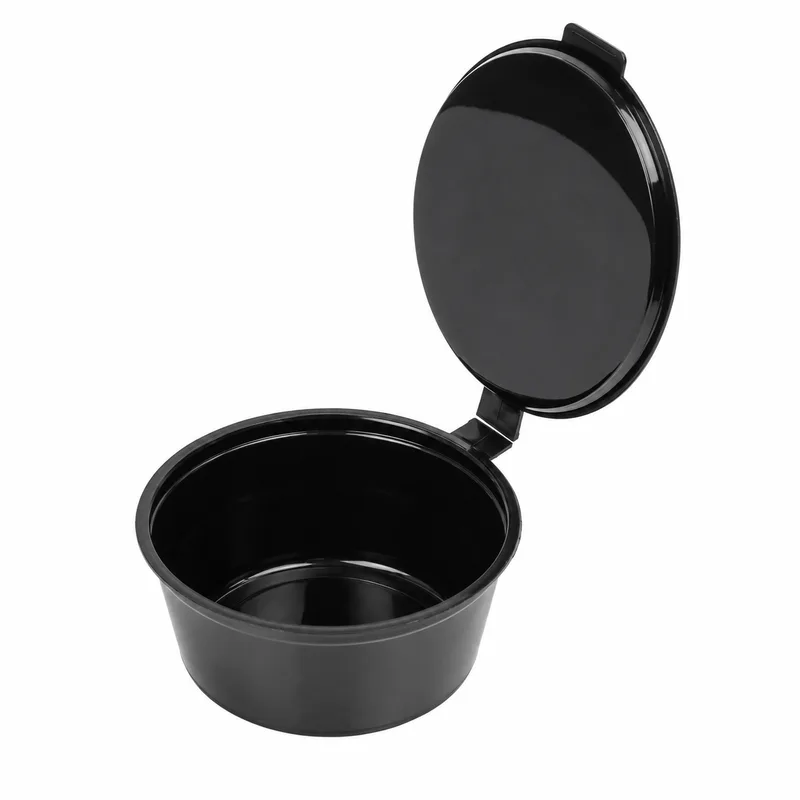 Соусник круглый 50 мл с крышкой "Черный" Total Black (РР) герметичный