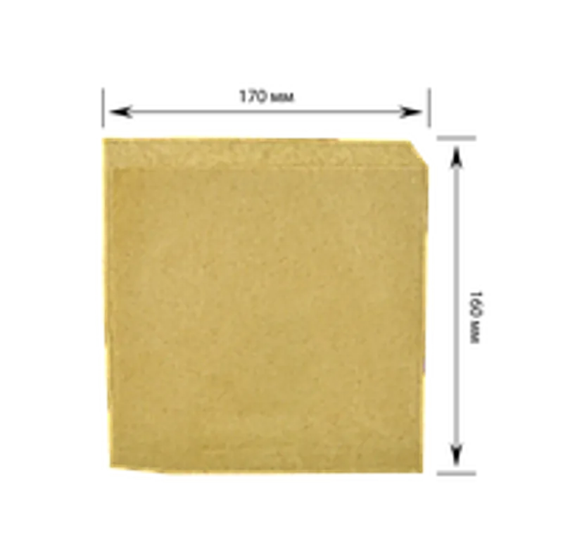 Паперовий пакет куточок крафт бурий 160х170 мм