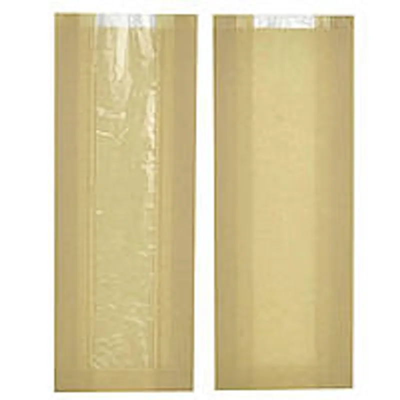 Бумажный пакет с прозрачной вставкой крафт 370х140х50 мм