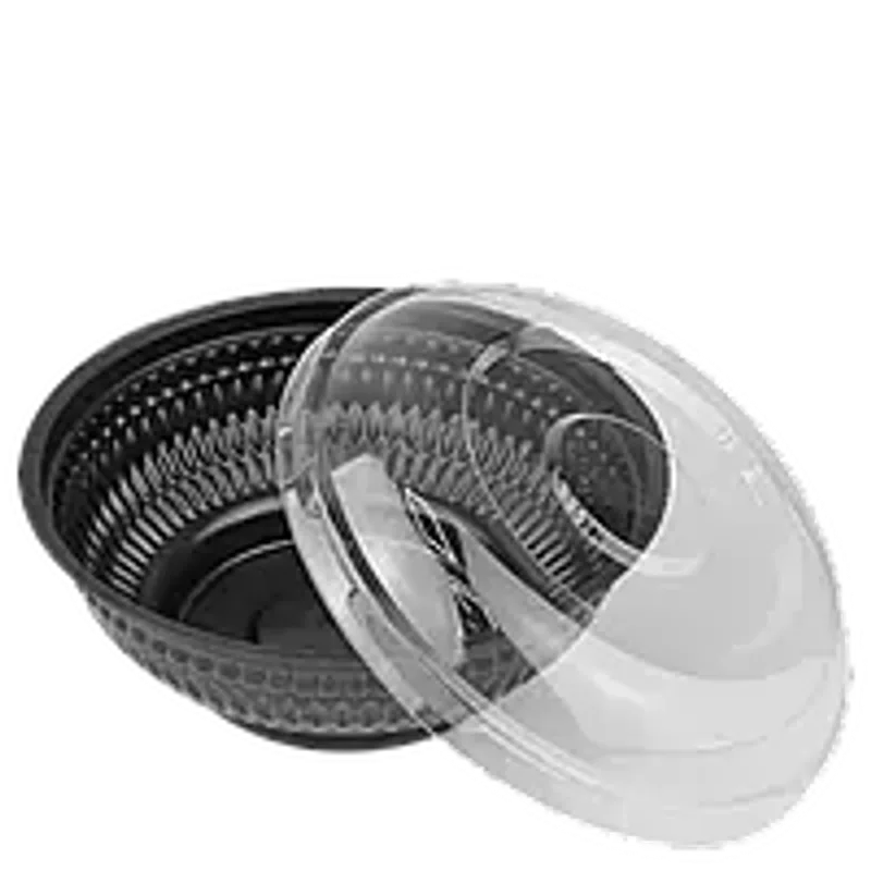 Контейнер з кришкою для холодних страв 670 мл, чорний одноразовий салатник (1/уп/25шт)