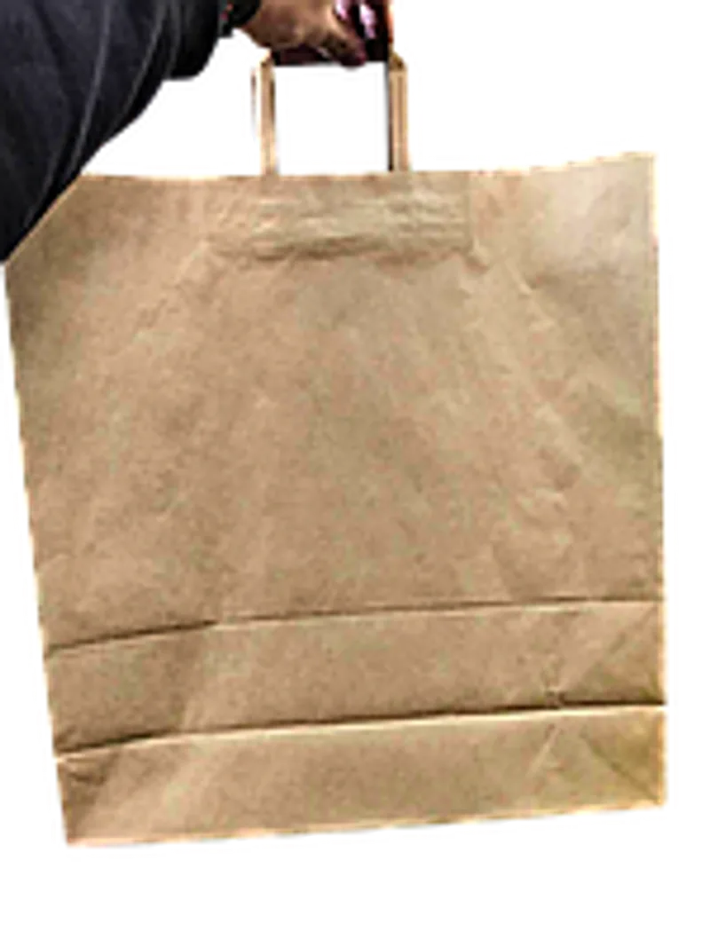 Пакет крафт з прямокутним дном та плоскими ручками 450х170х480 (1/уп/50/шт)