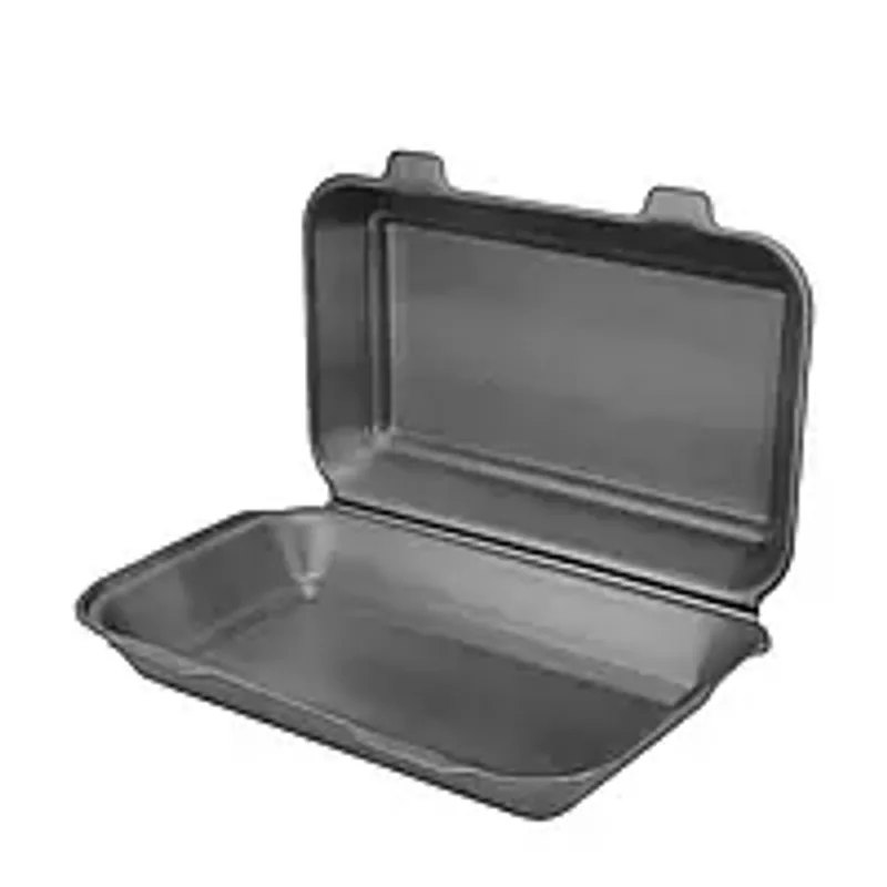 Ланч-бокс из полистирола 246x150x60 с откидной крышкой черный.