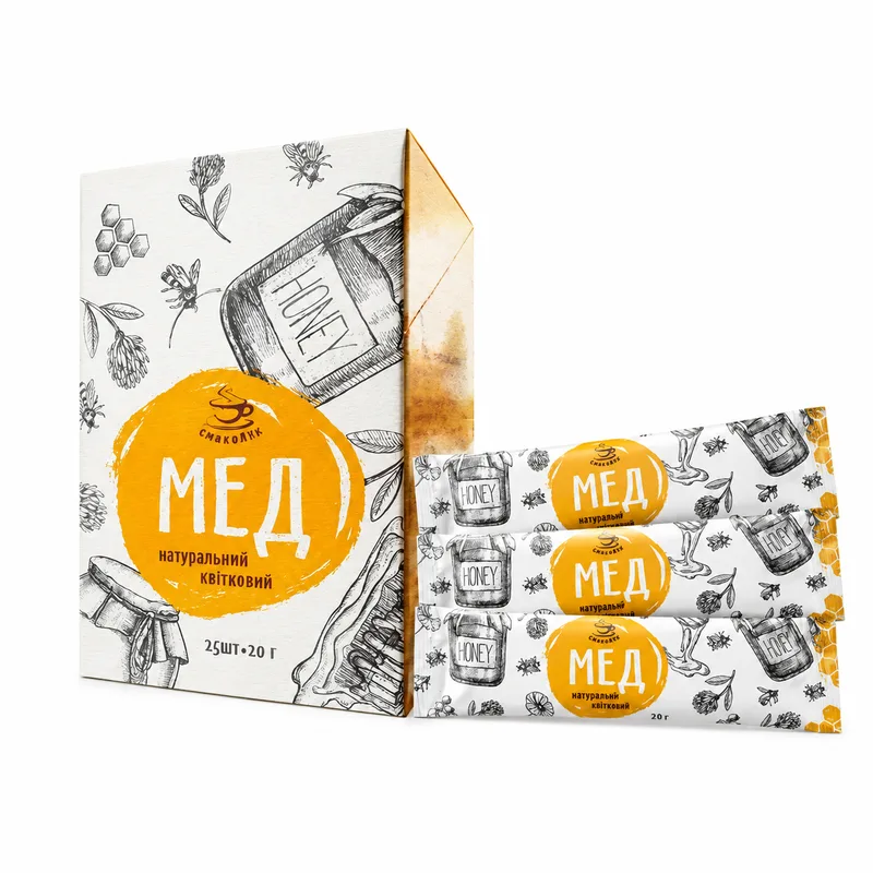 Мед цветочный в стиках 20г (1/уп/25шт)