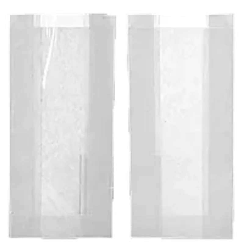 Бумажный пакет с прозрачной вставкой белый 240х120х50/40 мм