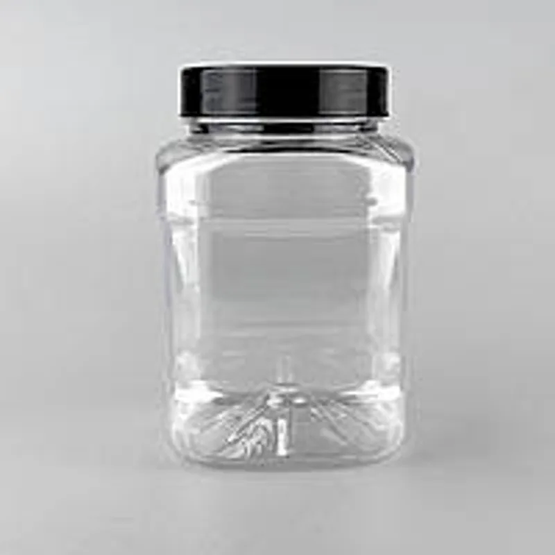 Пластикова банка квадратна 500 мл з кришкою чорною 63 мм, в роздріб (1/уп/10/шт)