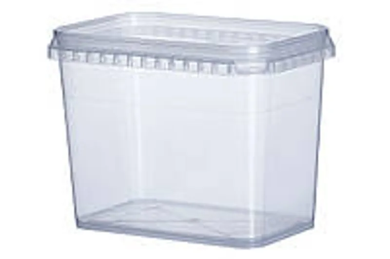 Судок прозорий 1 л (прямокутний із кришкою), тара пластикова харчова
