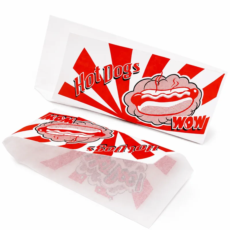 Бумажный пакет уголок Hot-Dogs WOW 190х85 мм