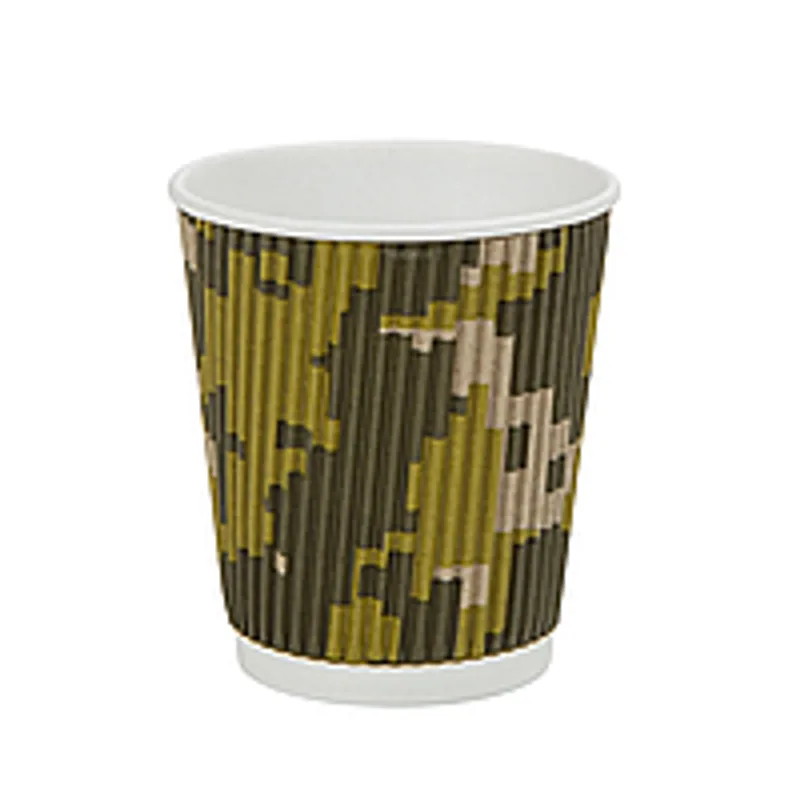Стакан бумажный одноразовый Гофрированный Милитари 110 мл