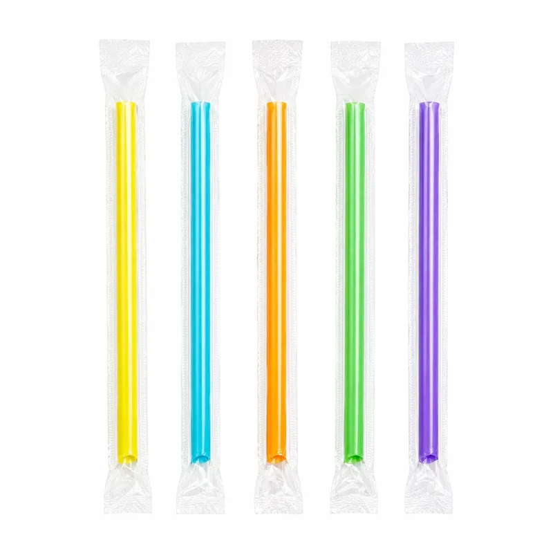 Трубочки для коктейлів 10 мм BUBBLE TEA в інд.пакуванні Мікс 250 шт (210х10 мм)