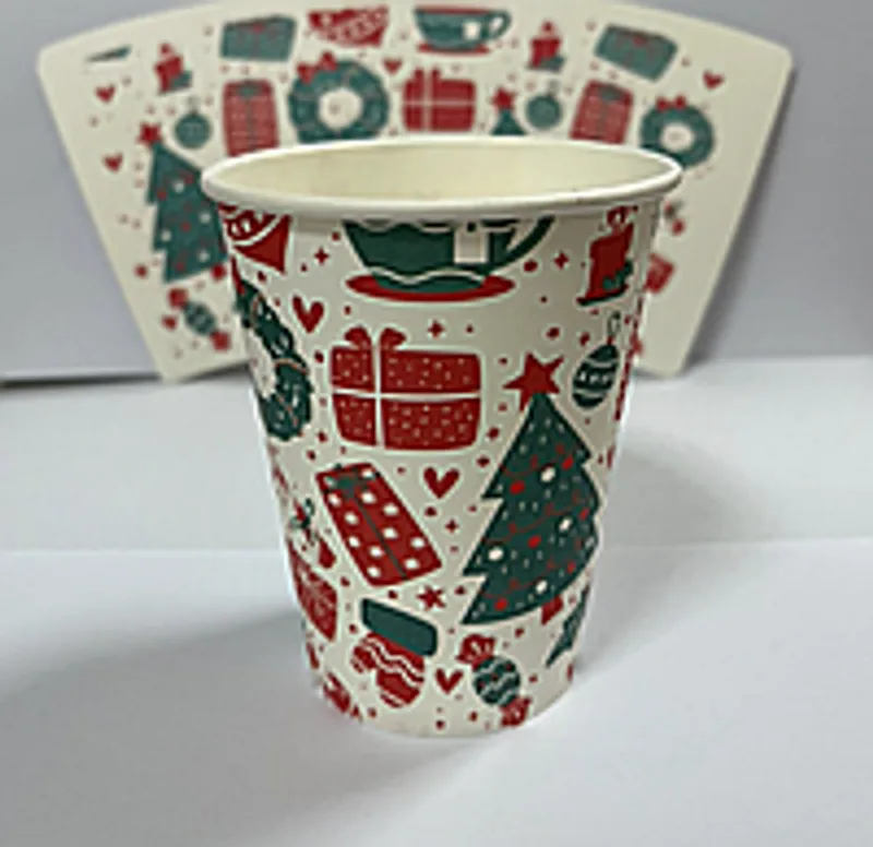Стакан бумажный новогодний микс-цветов 250 мл - 50 шт упаковка