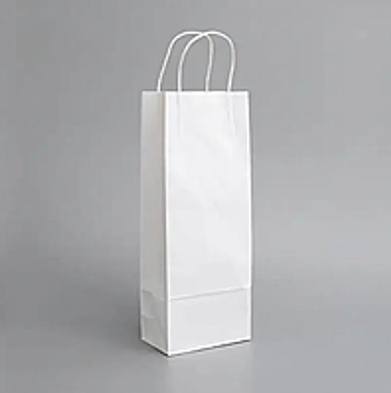 Бумажный пакет для бутылки с ручками белый 150х90х400 мм (1/уп/100шт)