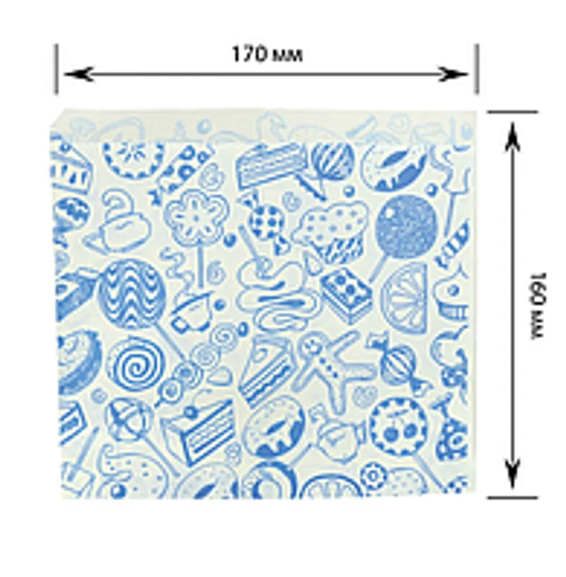 Паперовий пакет куточок «Солодке асорті» жиростійкий 160х170 мм (500 шт.)