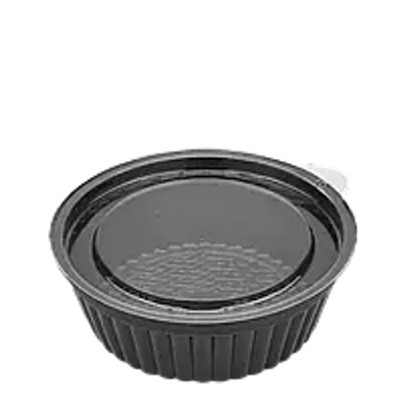 Соусник пластиковий, ємність для холодних страв 120 мл чорний (РЕТ)