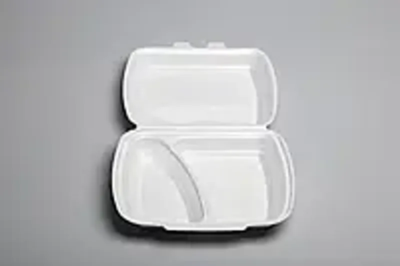 Ланч-бокс из полистирола 390х242х74 белый на 2 отделения