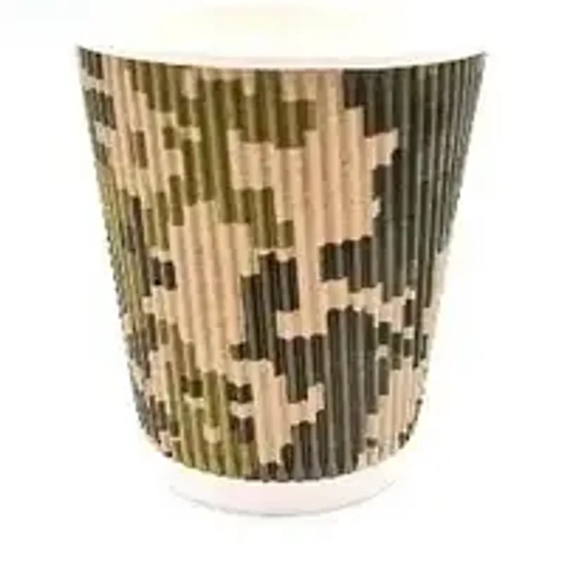 Стакан бумажный одноразовый Гофрированный Милитари 250 мл