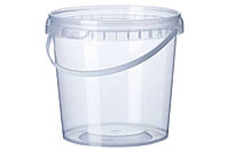 Відро 1 л кругле прозоре з ручкою, пластикові відра