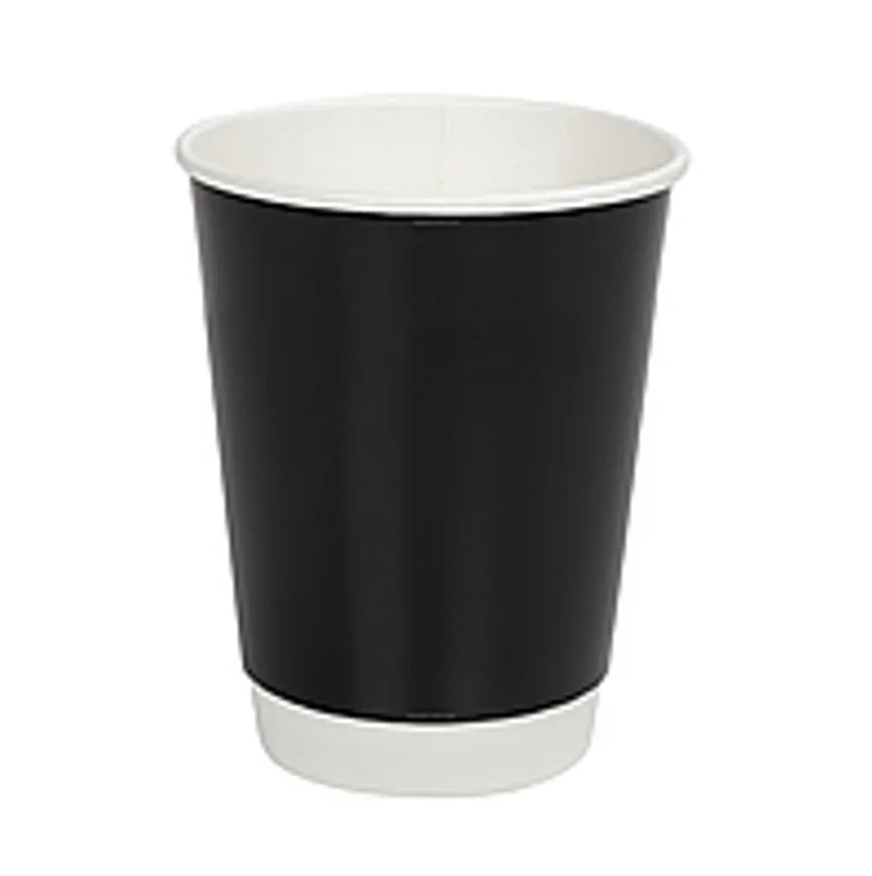 Стакан бумажный двухслойный черный "Double black" 350 мл, премиум качество