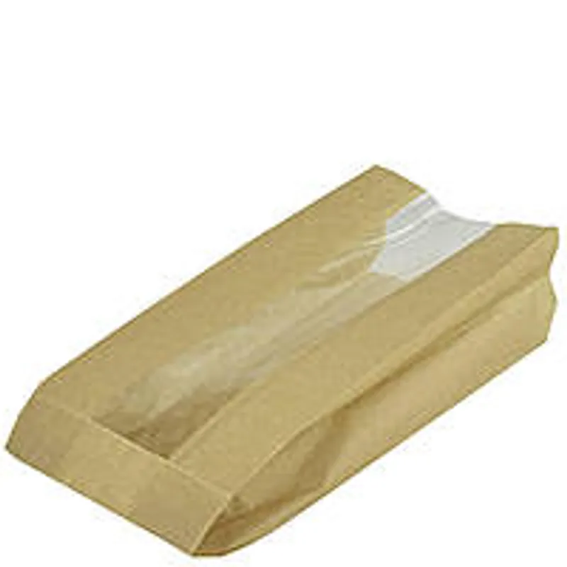 Паперовий пакет з прозорою вставкою крафт 410х220х60/80 мм (1000 шт.)