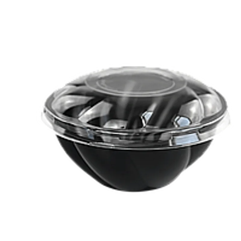 Контейнер з кришкою для салатів черний 1200 мл (1/уп/25/шт), салатник для доставки їжі