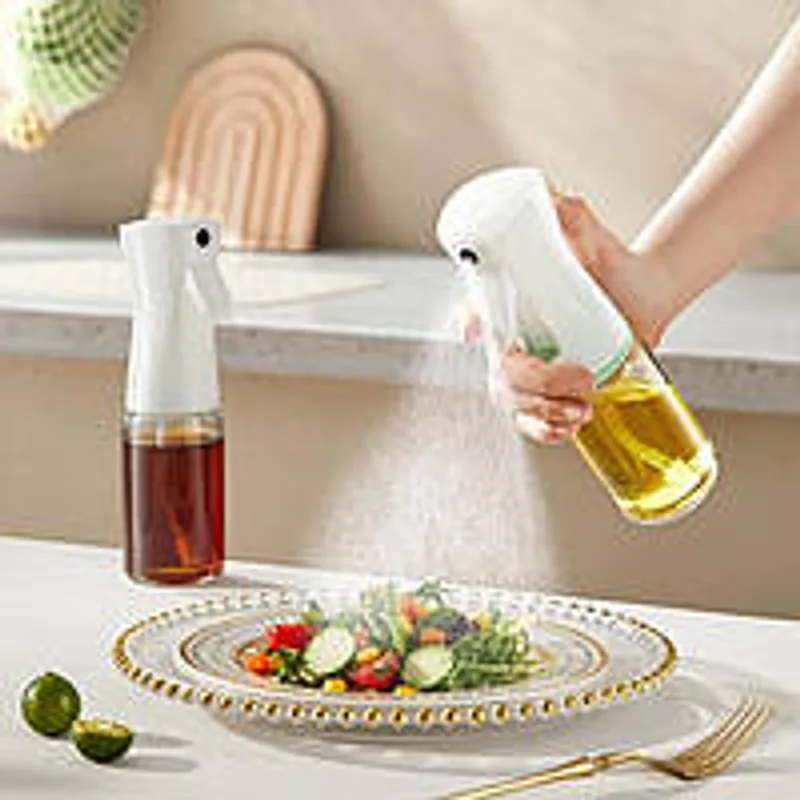 Стеклянная бутылка для масла 200 мл с розпилителем для оливкового масла, соевого соуса, вина, уксуса белый