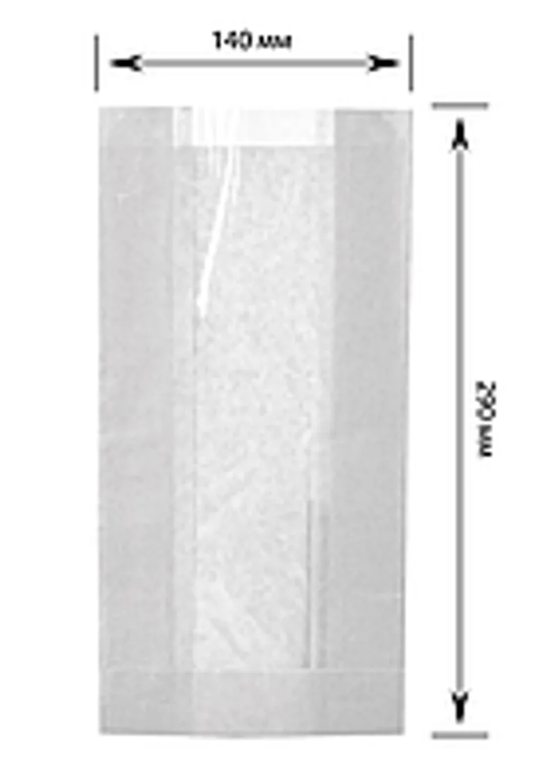 Паперовий пакет з прозорою вставкою білий 290х140х50 мм (1000 шт.)