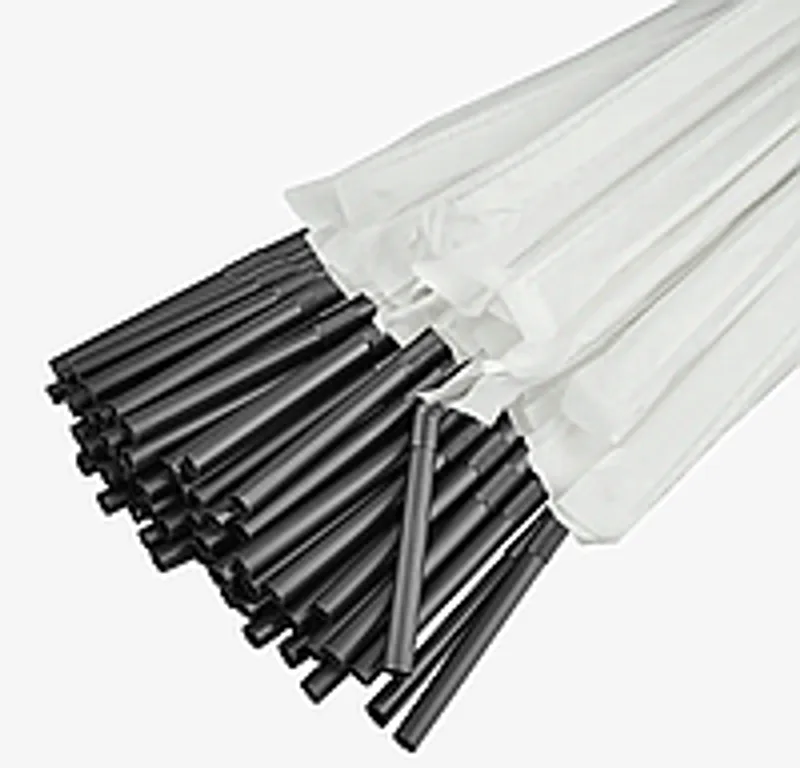 Трубочка з коліном в індивідуальному пакуванні  5м.21см.200шт Чорна