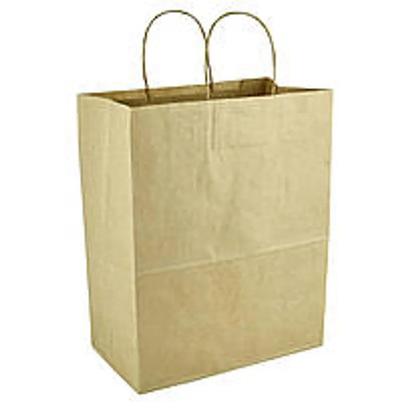 Паперовий пакет крафт з ручками бурий 180х85х220 мм (10шт/1/уп/)